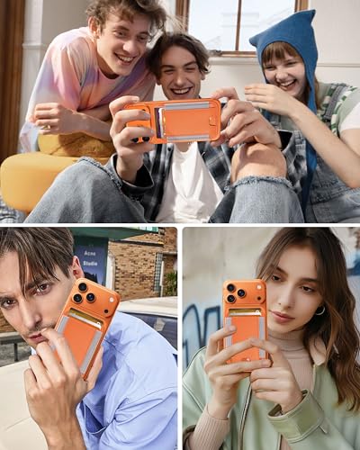 HiWe for MagSafe Wallet, 7 Cards Holder for Phone Case, RFID Blocking - color: Cosmic Orange Wallet - Grey Band