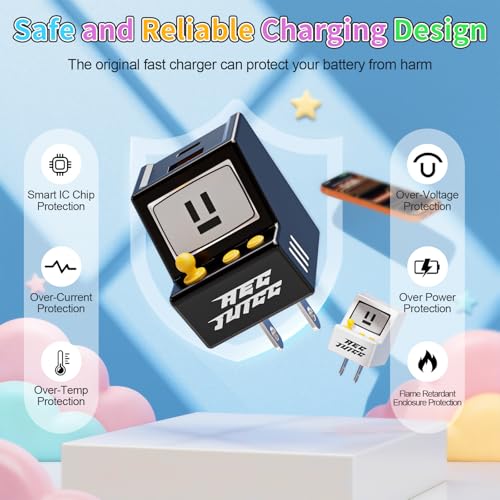 Aolcev for iPhone Charger 2 in 1 Dual USB A USB C Charger Block 2PCS 30W - color: Black+White