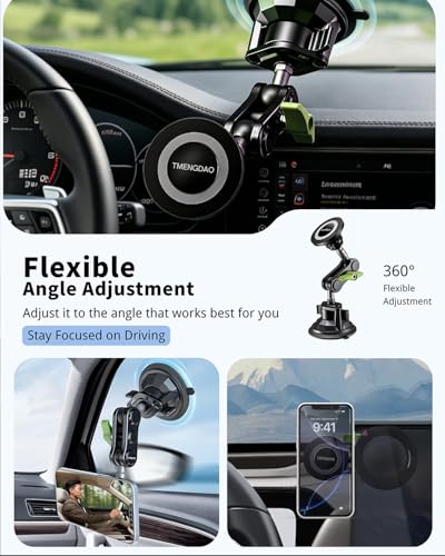 Magnetic Car Phone Holder, Ultra Stable Windshield Phone Mount, Strong Suction Cup & Powerful Magnetic, 360° Rotatable, Durable Premium Aluminum Alloy, for All Vehicles & All Smartphones - style: Standard