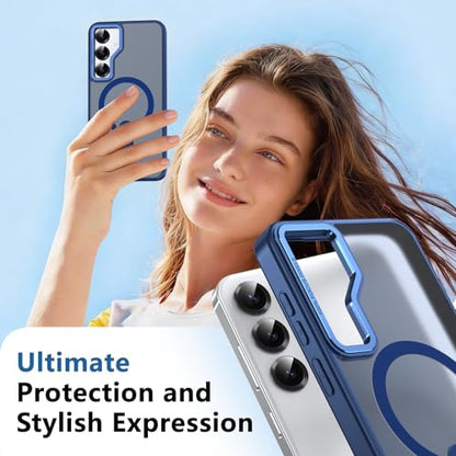 for Samsung 25-Plus Case/Samsung 24-Plus Case with Kickstand: Compatible with MagSafe Funda para Samsung S25 Plus/S24 Plus, Rugged Protection, Slim Fit & Matte Translucent Case, Navy Blue - color: Navy Blue, size: Galaxy S24/S25 Plus 6.7"