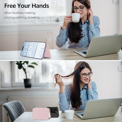 for MagSafe Wallet, Magnetic Phone Wallet RFID Blocking, 4 Card Holder - color: Pink