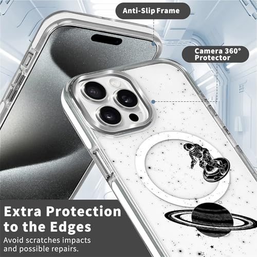 Magnetic Case for iPhone 13 Pro Max Design On Clear Base, Compatible with MagSafe, Slim Protective Soft TPU Bumper Phone Cover Women Girls Case Astronaut Galaxy Earth Cycling - color: Astronaut Galaxy Earth Cycling, size: iPhone 13 Pro Max
