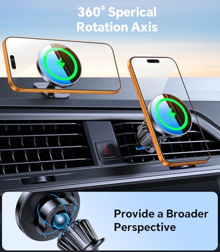 Kaistyle for MagSafe Car Mount Charger【Stronger Magnets】 15W Magnetic Wireless Car Charger Phone Holders for Your Car Accessories for Women Men Car Mount for iPhone 18 Pro Max 17 16 15 14 13 12