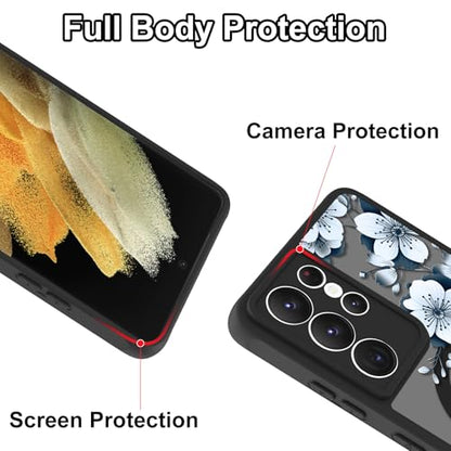 Magnetic for Samsung Galaxy S21 Ultra Case,White Flower | Compatible with MagSafe,Cute Fashion Translucent Matte Hard Back Shockproof Anti-Scratch Phone Case-Ink Flower - color: Ink Flower, size: Samsung Galaxy S21 Ultra