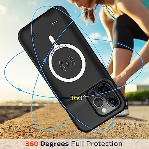 Battery Case for iPhone 13 Pro Max, Upgraded 12000mAh Rechargeable Portable Extended Battery Pack Supported Qi Wireless Charging Case Compatible with iPhone 13 Pro Max (6.7 inch) Charger Case (Black) - size: iPhone 13 Pro Max(6.7 inch)