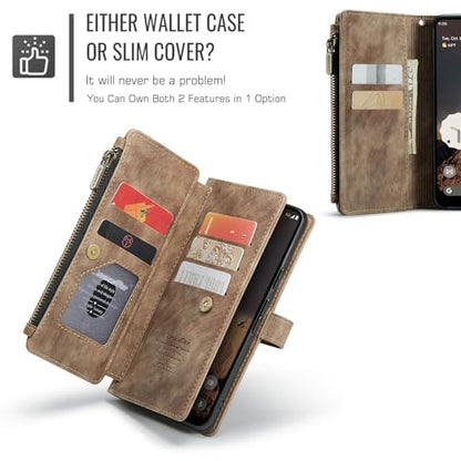 Google Pixel 10/Pixel 10 Pro 5G Wallet Case with Card Holder,Brown - color: Brown, size: Pixel 10/10 Pro 6.3 Inch