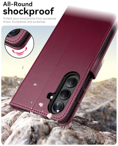 OCASE for Samsung Galaxy S26 Wallet Case, Card Holder, Burgundy | RFID Blocking, Kickstand, Magnetic Closure, PU Leather Flip Folio, Shockproof TPU Shell, Protective Phone Cover (6.3") 2026 - color: Burgundy, size: Samsung Galaxy S26