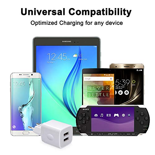 European Wall Charger, Vifigen 2-Pack USB 2.1AMP Universal Europe Charger Block Dual Port Plug Compatible for iPhone 17 16 15 14 13 12 11 Pro Max XS XR X SE 8 7 6 Plus,Samsung S25 S24 A17,Note,LG,Moto - color: White