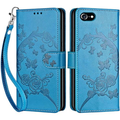 for iPhone SE 2022/7/8/SE 2020 Wallet case, Blue-Flower | 3 Card Holders, Kickstand, Shockproof TPU Shell, PU Leather, Magnetic Closure, Protective Flip Folio Cover, Women - color: 7