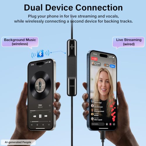 Online Karaoke Headset w/Mic & Voice Changer Sound Effects for TikTok Live - color: In-Ear (Black)