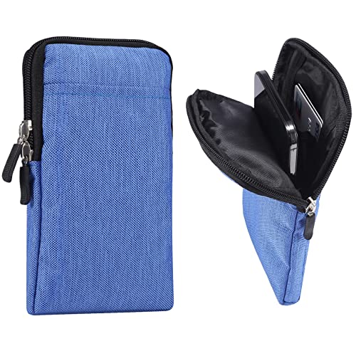 QBYVQQN Cell Phone Waist Belt Holster Mens, Waterproof Zipper Crossbody Smartphone Shoulder Messenger Bag Wallet Sling Bag - color: Blue, size: 7.2 INCH