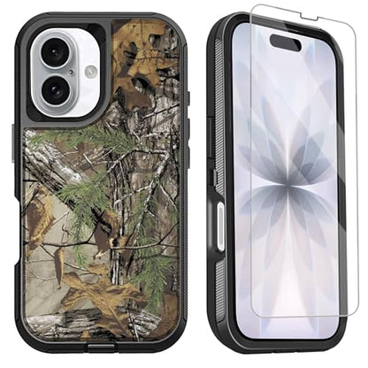 for iPhone 17 Case with Screen Protector Camo Men Boys Design, 3-Layer Full Body Rugged Shockproof Heavy Duty Protective Phone Case for iPhone 17, Camouflage - color: Camouflage