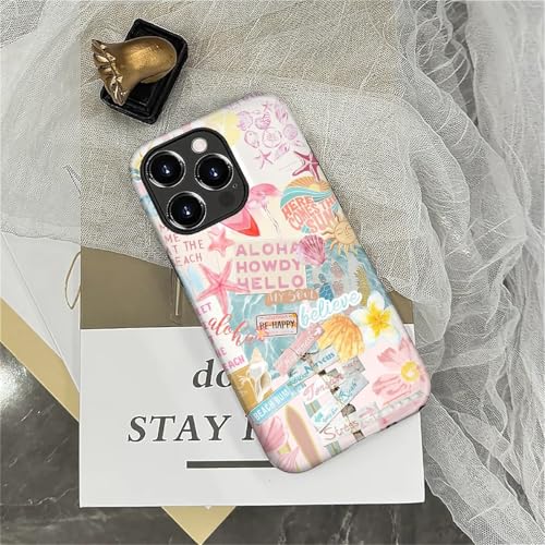 Case Compatible with iPhone 16 Pro Max, Cute Dual Layer Hybrid Phone Cover, Military Grade Drop Protection, Aesthetic Shockproof Phone Case for Women Girls, Pastel Pink Summer Collage - color: Pastel Pink Summer Collage, size: Iphone 16 Pro Max