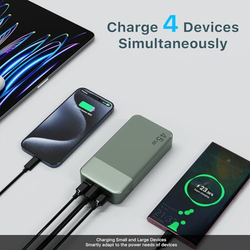 NOBIS Portable Charger 45W 20000mAh Power Bank Fast Charging - color: Green