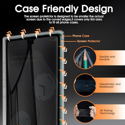 3 Pack Privacy Screen Protector for Google Pixel 9 Pro 6.3", Ultra-Thin Anti-Spy Soft TPU Hydrogel Protective Film for Google Pixel 9 Pro - Self-Healing, Touch Sensitive, Case Friendly - size: Google Pixel 9 Pro