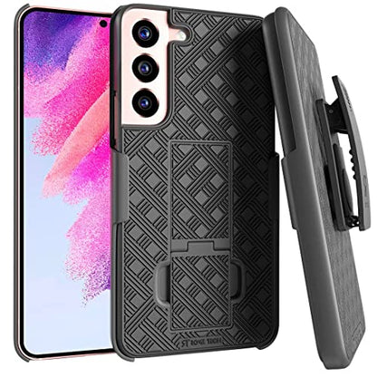 Designed for Samsung Galaxy S22 Case with Belt Clip Holster | Rugged Holster & Protective Phone Case Combo with Anti-Slip Texture - Black - style: Galaxy S22