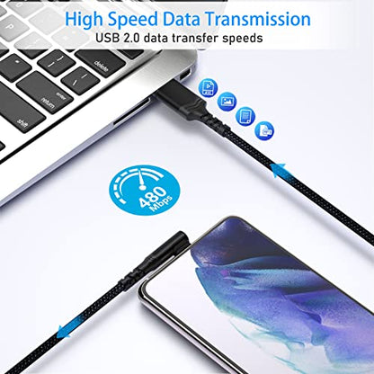 USB C Cable 10ft, USB A to USB C 90° Long Cable Fast Charging - color: Black, size: 10ft