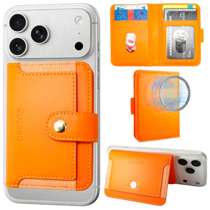 ONETOP for MagSafe Wallet,Magnetic Phone Wallet with 5 Card Slots,Orange - color: Orange