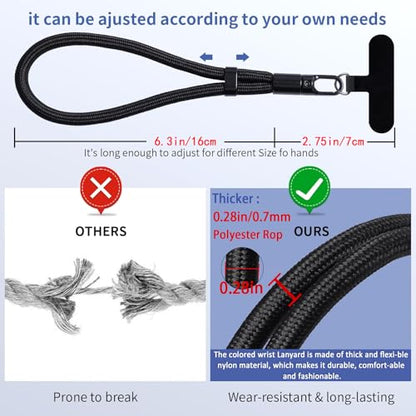 Phone Lanyard for Cellphone Case, Phone Wrist Strap for Case, Cellphone Strap Wrist Lanyard for Women and Men - color: Black+grey+camel