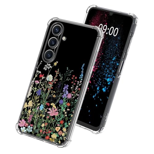 Wild Flowers Field Phone Case for Samsung Galaxy S24, Clear Soft TPU Case with Shockproof Corners Slim Transparent Protective Cover for Galaxy S24 - color: Wild Flowers Field, size: 6.2" Galaxy S24