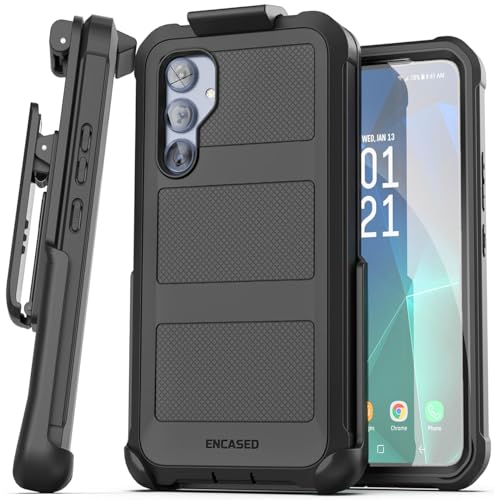 Encased Belt Case for Samsung Galaxy A54 5G with Screen Protector and Holster Clip, [Military Grade] Heavy Duty Protection (2023 FalconShield) - Black - size: A54 5G