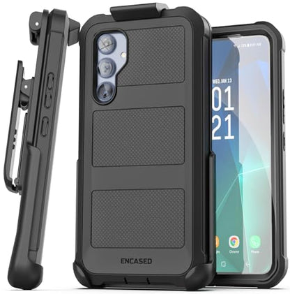 Encased Belt Case for Samsung Galaxy A54 5G with Screen Protector and Holster Clip, [Military Grade] Heavy Duty Protection (2023 FalconShield) - Black - size: A54 5G
