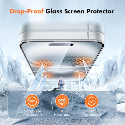 UNBREAKcable for iPhone 16 Plus Screen Protector, 3-Pack Full Coverage Tempered Glass [Military Grade Shatterproof] [9H Hardness] [Easy Installation Frame] [Bubble Free] for iPhone 16 Plus 6.7" - size: iPhone 15 Plus/16 Plus