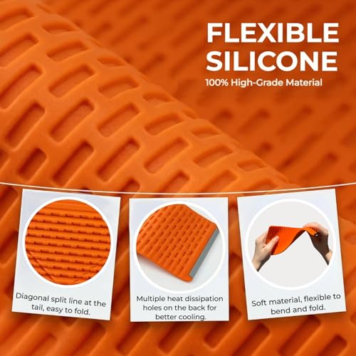 Phone Stand for Desk, Silicone Flexible Phone Holder for All Mobile Devices, Portable Cell Phone Stand for Travel, Home, Car, Airplane, Treadmill, iPad, Tablet, Orange