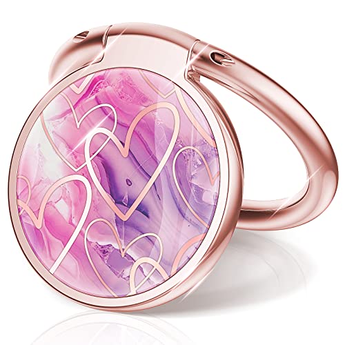 Phone Ring Grip Holder, 360° Rotation Cell Phone Grip Stand, Finger Ring Stand, Metal Finger Ring Grip Kickstand Compatible with iPhone 17 Pro Max 16 15 14 13 12 Magsafe Accessories, Purple - color: Heart Purple