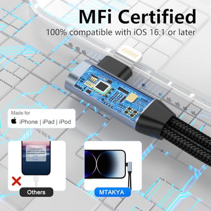 Right Angle 2-in-1 iPhone to Dual Lightning Jack Audio Headphone and Charger Cable Adapter,【Apple MFi Certified】Calling+Music+Charge 90 Degree Earphones Converter Splitter for Apple iPhone 14 13 12 11