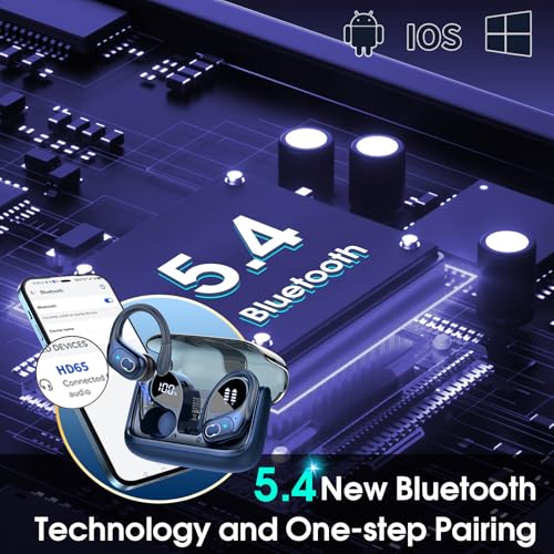 Aptkdoe Wireless Earbuds 75H Bluetooth 5.4 Sport Headphones with Earhooks - color: Royal Blue