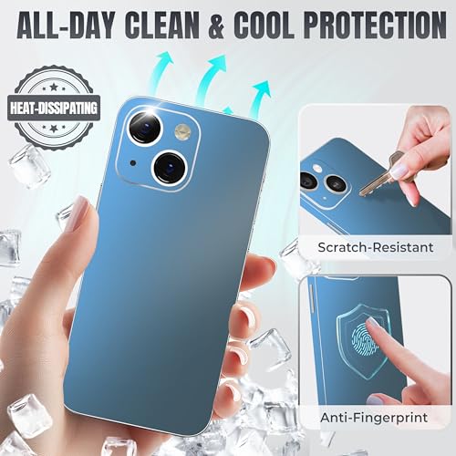 2Pcs Skin Wrap Compatible for iPhone 14 – Slim Decal Vinyl Protective Film for Sides & Back – Sleek Fit, Premium Look – Compatible with All iPhone 14 Cases - Metallic Midnight Blue - color: Metallic Midnight Blue