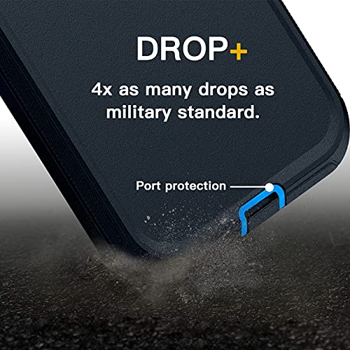 AICase for iPhone 13/iPhone 14 Case with Belt-Clip Holster, Screen Protector, Heavy Duty Protective Phone Case, Military Grade Full Body Protection Shockproof/Dustproof/Drop Proof Rugged(Admiral Blue) - color: Navy Blue with Belt