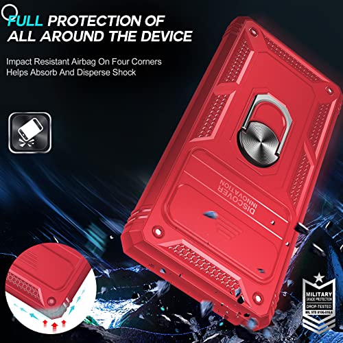 LeYi for Google Pixel 6 Pro Case: Case for Pixel 6 Pro with Slide Camera Cover, 360 Full Body Military-Grade Phone Case with Kickstand for Pixel 6 Pro, Red - color: Red