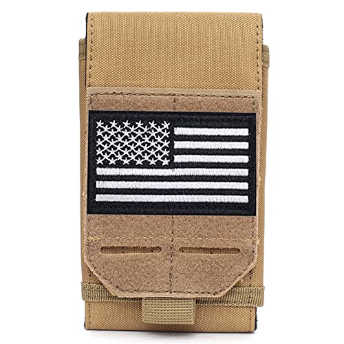 Tactical Phone Pouch, Small Molle Admin Pouches, Heavy Duty Waterproof Smartphone Case Holder for Vest Belt Waist (Coyote Tan) - color: COYOTE TAN