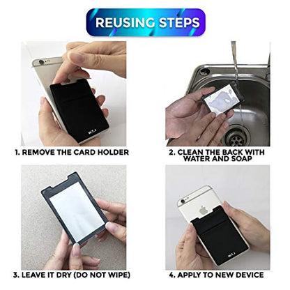 RFID Blocking Phone Card Wallet - Double Secure Pocket - Ultra-Slim Self Adhesive Credit Card Holder Card Sleeves Phone Wallet Sticker All Smartphones (Black DarkPurple)-2PC - color: Black DarkPurple