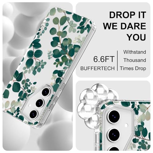 MOSNOVO Case for Samsung Galaxy S24 FE, [Buffertech 6.6ft Military-Grade Drop Protection] [Anti Peel Off Tech] Clear TPU Bumper Phone Case Cover Design - Eucalyptus - color: Clear - Eucalyptus, size: Samsung Galaxy S24 FE