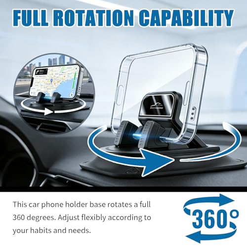 Car Dashboard Phone Holder,360° Rotation Car Phone Holder - color: Black