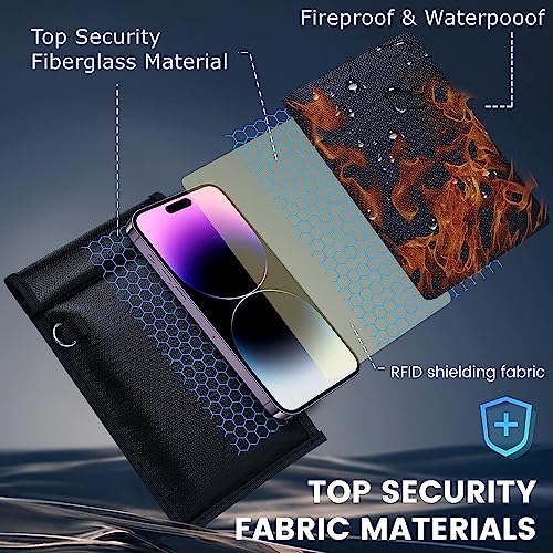 Simket 2 Pack Military Grade Faraday Bags, Fireproof Waterproof Signal Blocking Pouch for Cell Phone & Car Keys, RFID GPS WIFI NFC Blocker, Anti-Tracking Privacy Shielding Pouch for Daily Travel - size: M(Up to Phone)