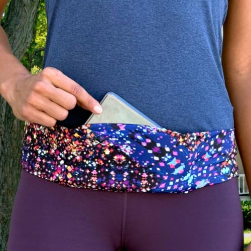 BANDI Running Belt for Women & Men – USA Made No-Bounce Adjustable Waist Pack & Secure Fanny Pack – Fits All Phones, Gels & Essentials – Zipper-Free, Medical Device Friendly - color: Lumi