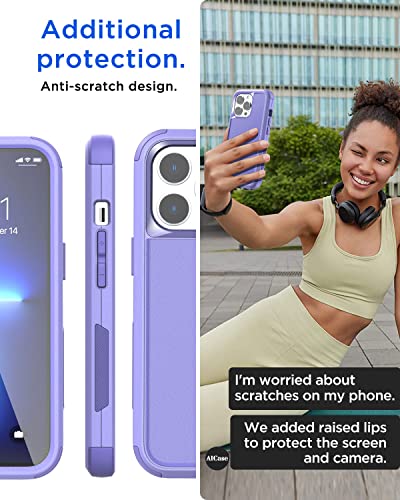 AICase for iPhone 13 Pro Max/iPhone 12 pro max Case,Heavy Duty Protective Phone Case Military Full Body Protection Shockproof/Dustproof/Drop Proof Rugged Durable Light Purple - color: Light purple