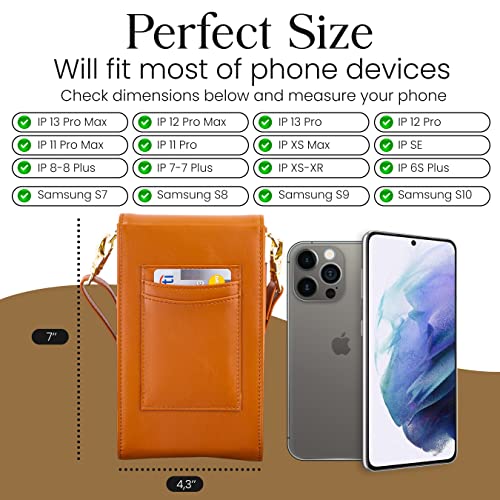 Classico Small Crossbody Phone Purse for Women - Crossbody Bag Wallet for Phone, Cards, Accessories - color: Tan