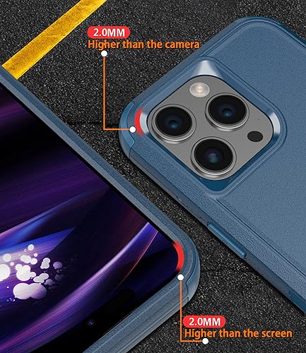 Diverbox for iPhone 15 Pro Case [Shockproof] [Dropproof] [Tempered Glass Screen Protector ],Heavy Duty Protection Phone Case Cover for Apple iPhone 15 Pro 6.1 inch (Blue) - color: Blue