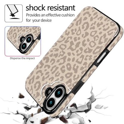 Compatible with iPhone 16 Case Wallet with Card Holder, Flip PU Leather Built-in Card Slots, Kickstand and Shockproof Case for iPhone 16 6.1 inch Women Men (Beige Leopard) - color: Beige Leopard, size: iPhone 16 6.1 inch