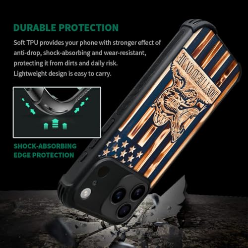 case for iPhone 17 Pro,Compatible with Magsafe,All-Round Protection Shockproof Anti-Scratches TPU Case Cover-Dont Tread On Me Wood Grain American Flag - color: Dont tread on me Wood grain American flag, size: IPhone 17 Pro