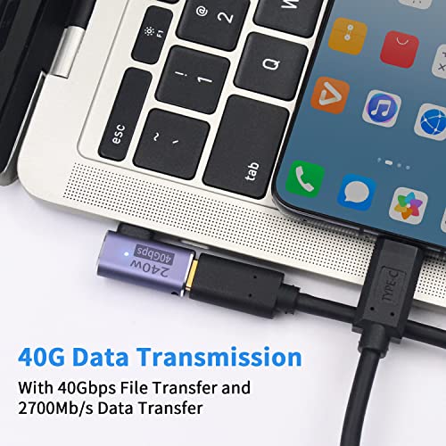 Poyiccot USB C Right Angle Adapter PD 240W for Thunderbolt 4/3, Right Angle 90 Degree USB C Male to Female Extender USB 4.0 L Shape Connector with 8K@60Hz Video for iPad, MacBook, 2-Pack - size: usb c adapter male to female 90 degree L shape