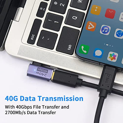 Poyiccot USB C Right Angle Adapter PD 240W for Thunderbolt 4/3, Right Angle 90 Degree USB C Male to Female Extender USB 4.0 L Shape Connector with 8K@60Hz Video for iPad, MacBook, 2-Pack - size: usb c adapter male to female 90 degree L shape