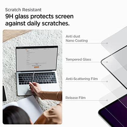 Spigen GlasTR Slim Screen Protector for MacBook Pro 14" M1-M5 Series | (2021-2026), 9H+ Tempered glass, Scratch resistance, Lab-tested 100% clarity, Precise cutout, Case-friendly, 1Pack - size: 14 inch