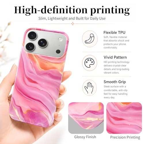 Case Compatible with iPhone 17 Pro Max, 2025 Anti-Yellow Ultra Transparent Soft TPU Phone Case, Shockproof Anti-Slip Slim Lightweight Full Coverage Protective (Marble Pattern 4) - color: Marble pattern 4