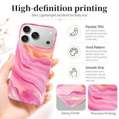 Case Compatible with iPhone 17 Pro Max, 2025 Anti-Yellow Ultra Transparent Soft TPU Phone Case, Shockproof Anti-Slip Slim Lightweight Full Coverage Protective (Marble Pattern 4) - color: Marble pattern 4